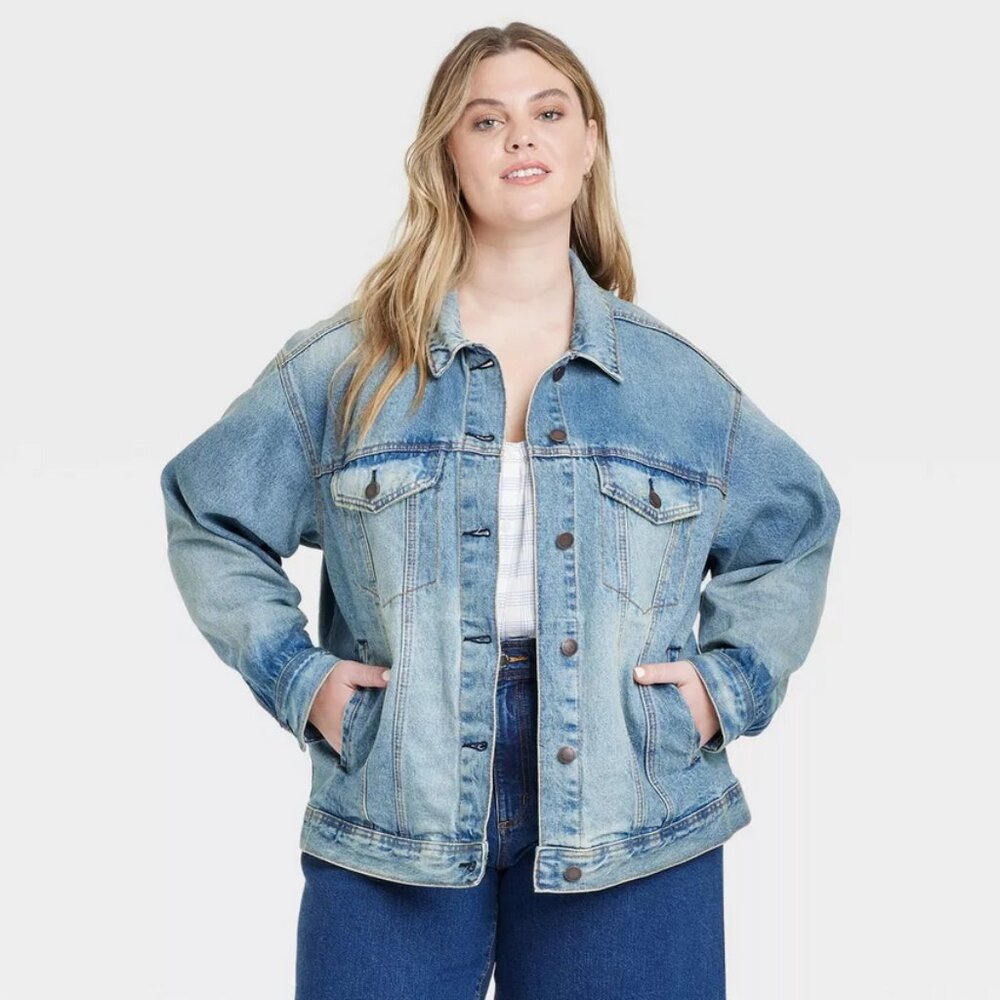 Universal Threads Freeborn Denim Jacket XXL Wash Blue, Mid Length